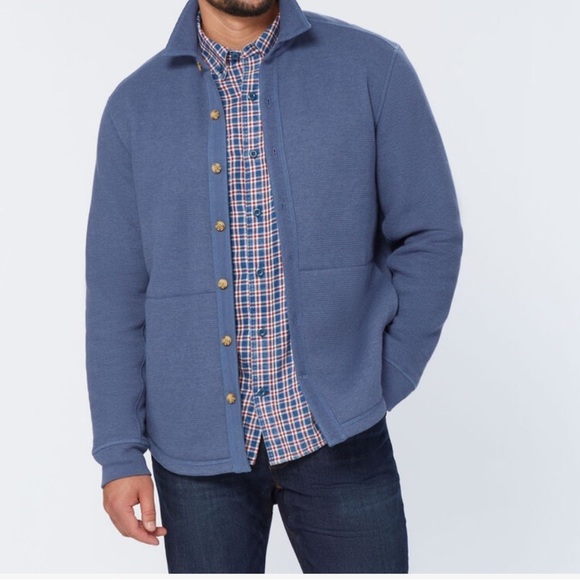 Duluth Trading Shirt Jacket Mens Size M Fleece Lined Blue Button Burly Shacket - Picture 2 of 15